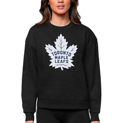 Toronto Maple Leafs Antigua Women's Team Logo Victory Crewneck Pullover Sweatshirt Black