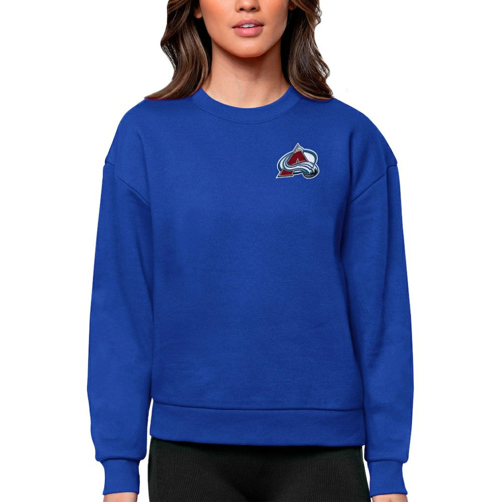 Colorado Avalanche Antigua Women's Victory Crewneck Pullover Sweatshirt Royal