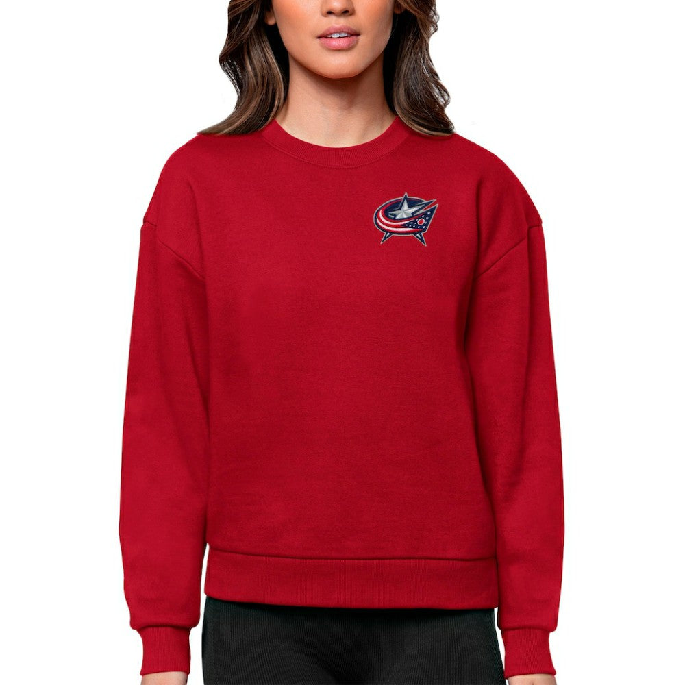 Columbus Blue Jackets Antigua Women's Victory Crewneck Pullover Sweatshirt Red