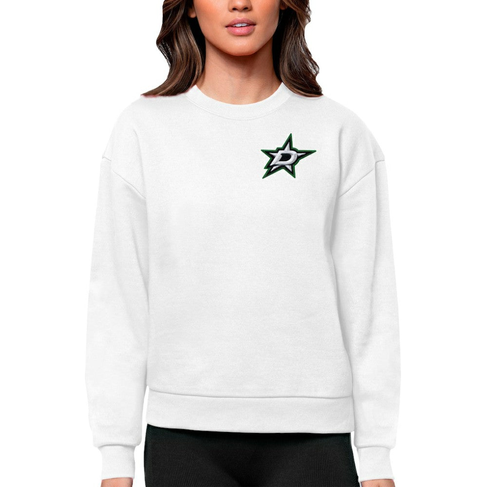 Dallas Stars Antigua Women's Victory Crewneck Pullover Sweatshirt White