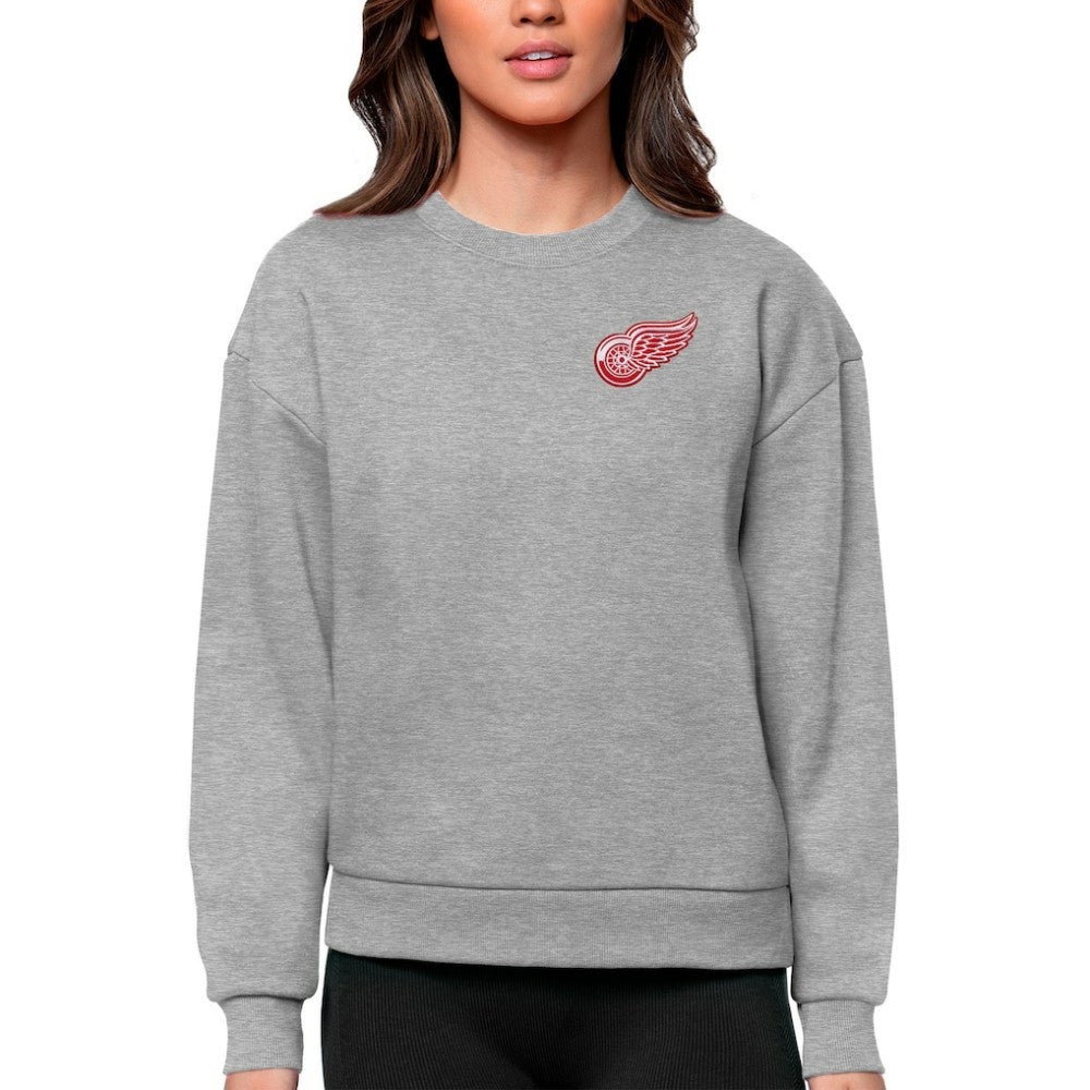 Detroit Red Wings Antigua Women's Victory Crewneck Pullover Sweatshirt Heather Gray