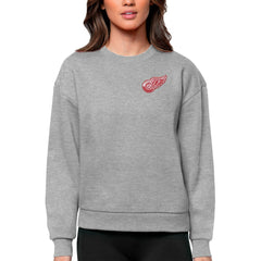 Detroit Red Wings Antigua Women's Victory Crewneck Pullover Sweatshirt Heather Gray