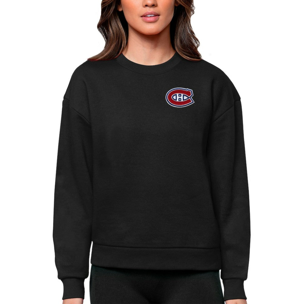 Montreal Canadiens Antigua Women's Victory Crewneck Pullover Sweatshirt Black