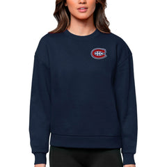 Montreal Canadiens Antigua Women's Victory Crewneck Pullover Sweatshirt Navy