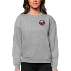 New York Islanders Antigua Women's Victory Crewneck Pullover Sweatshirt Heather Gray