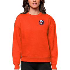 New York Islanders Antigua Women's Victory Crewneck Pullover Sweatshirt Orange