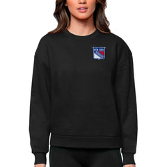 New York Rangers Antigua Women's Victory Crewneck Pullover Sweatshirt Black