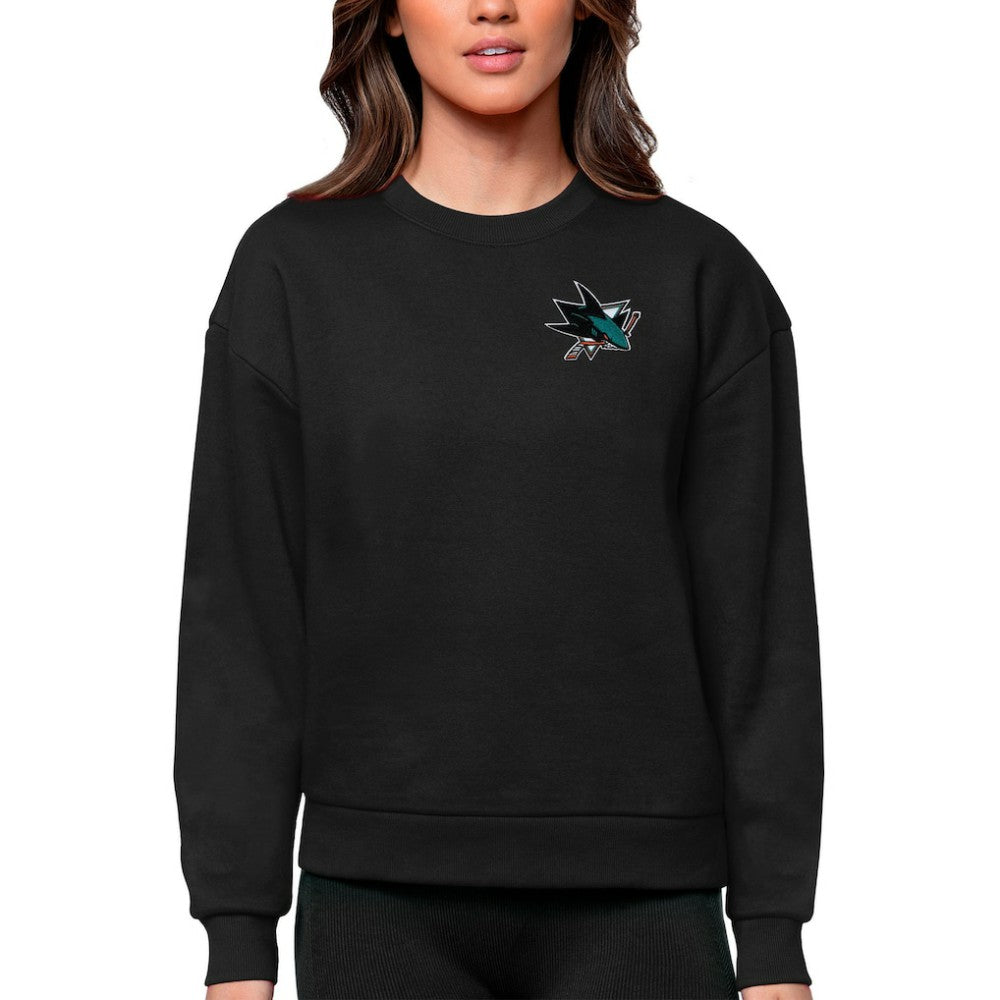 San Jose Sharks Antigua Women's Victory Crewneck Pullover Sweatshirt Black