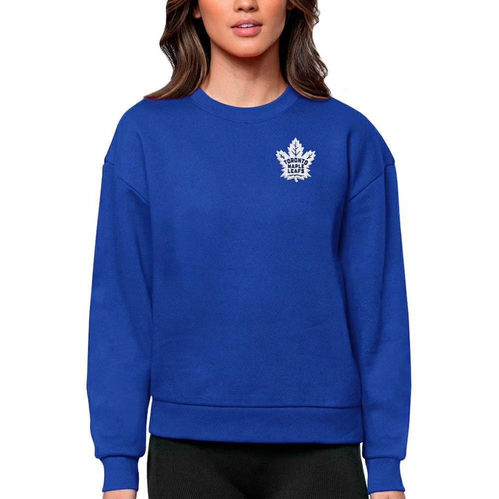 Toronto Maple Leafs Antigua Women's Victory Crewneck Pullover Sweatshirt Royal