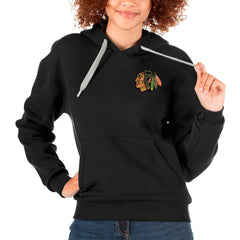 Chicago Blackhawks Antigua Women's Victory Pullover Hoodie Black