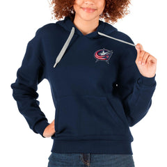 Columbus Blue Jackets Antigua Women's Victory Pullover Hoodie Navy