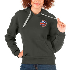 New York Islanders Antigua Women's Victory Pullover Hoodie Charcoal
