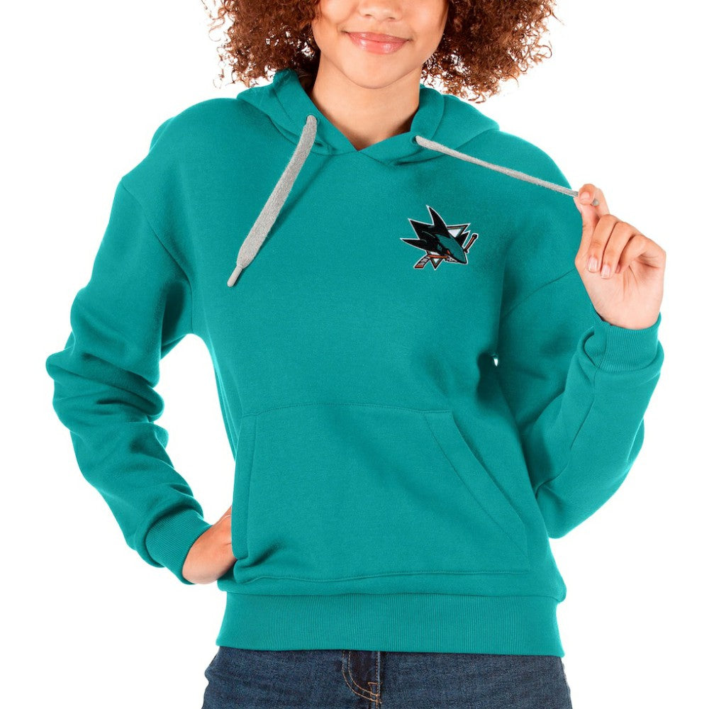 San Jose Sharks Antigua Women's Victory Pullover Hoodie Teal