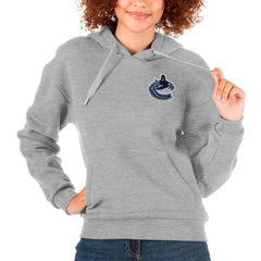 Vancouver Canucks Antigua Women's Victory Pullover Hoodie Heather Gray