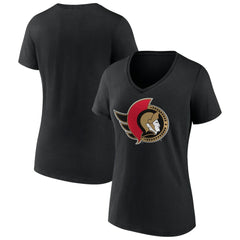 Ottawa Senators Women's Team Logo V-Neck T-Shirt Black