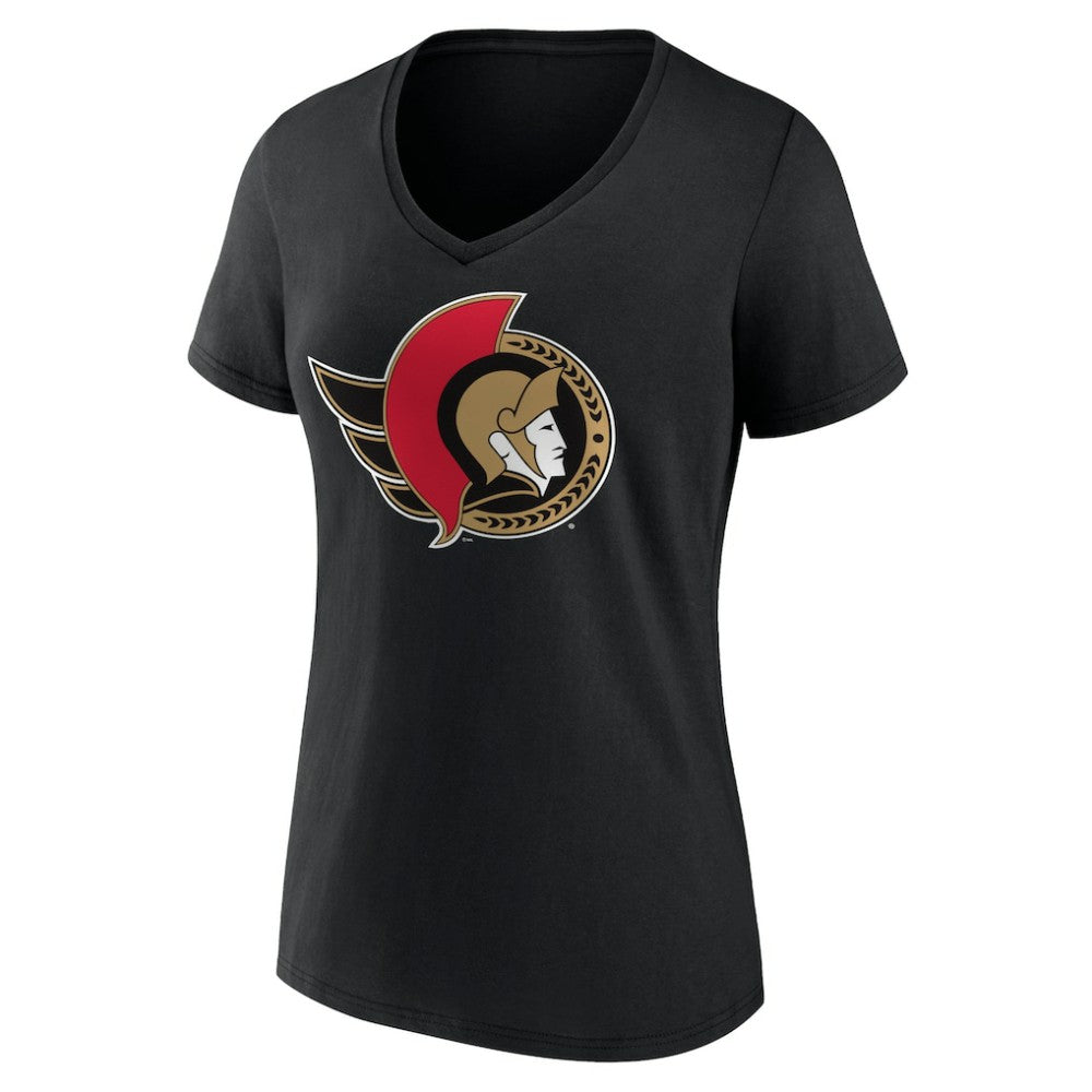 Ottawa Senators Women's Team Logo V-Neck T-Shirt Black