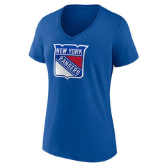 New York Rangers Women's Team Logo V-Neck T-Shirt Royal