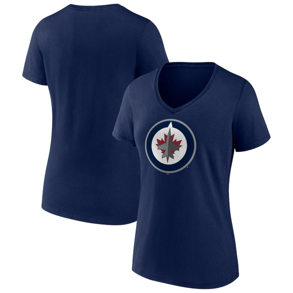 Winnipeg Jets Women's Team Logo V-Neck T-Shirt Navy