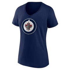 Winnipeg Jets Women's Team Logo V-Neck T-Shirt Navy