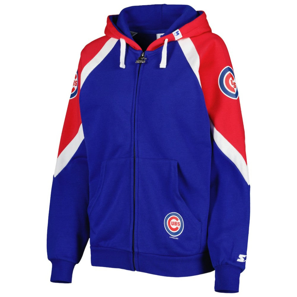 Chicago Cubs Starter Women's Hail Mary Full-Zip Hoodie Royal/Red