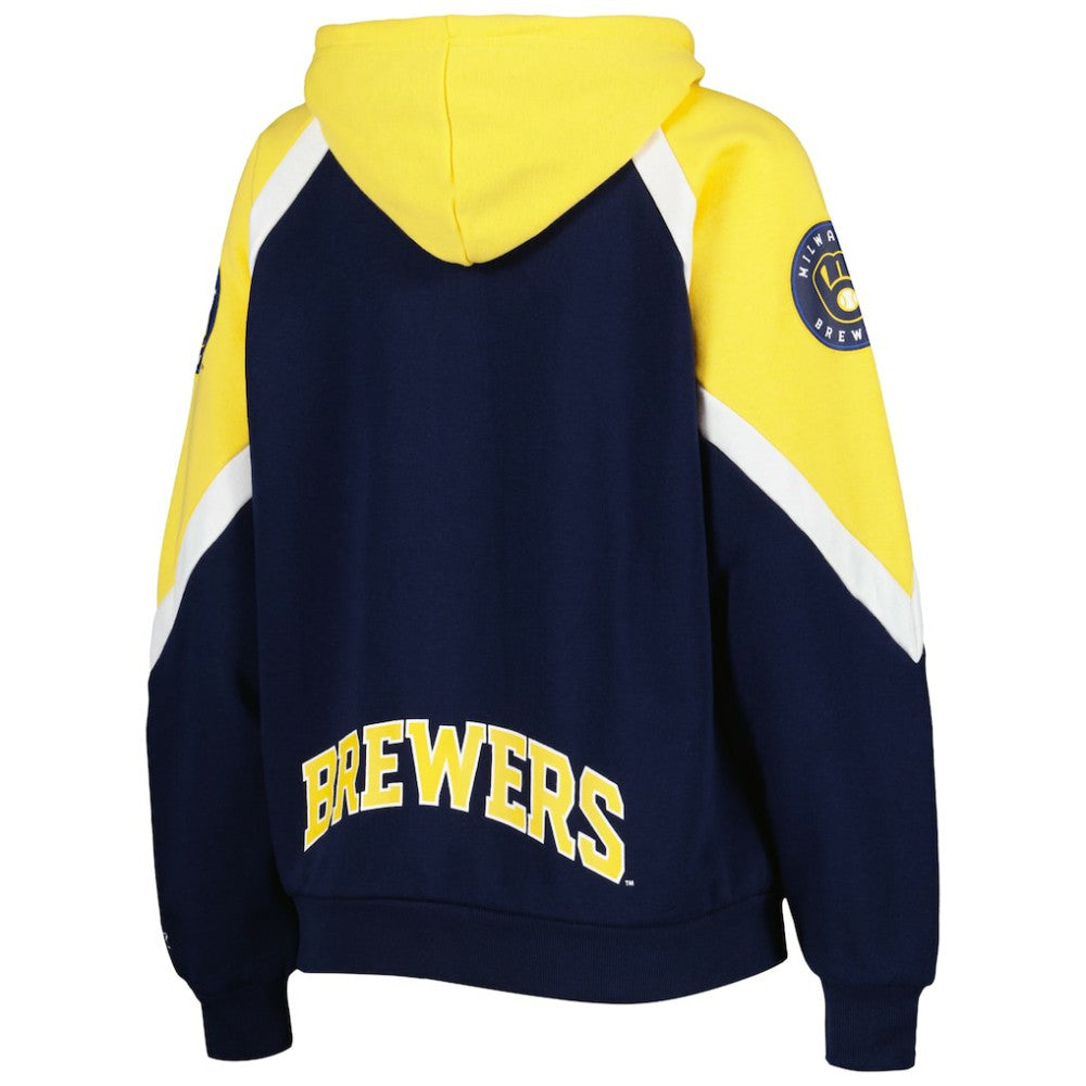 Milwaukee Brewers Starter Women's Hail Mary Full-Zip Hoodie Navy/Gold
