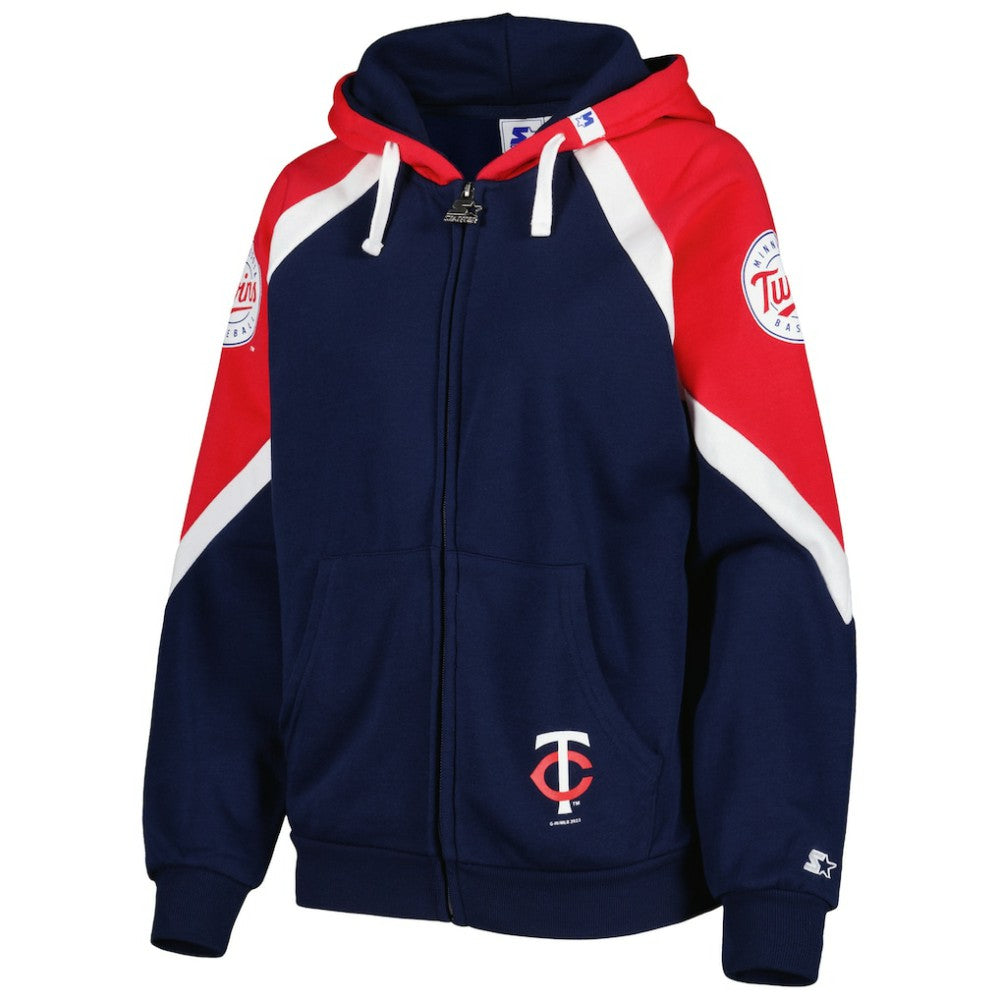 Minnesota Twins Starter Women's Hail Mary Full-Zip Hoodie Navy/Red