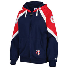 Minnesota Twins Starter Women's Hail Mary Full-Zip Hoodie Navy/Red