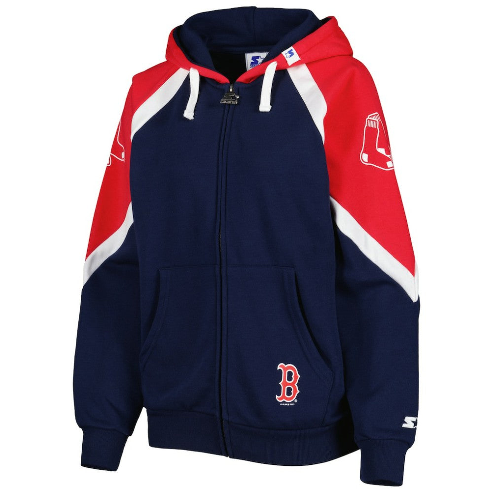 Boston Red Sox Starter Women's Hail Mary Full-Zip Hoodie Navy/Red