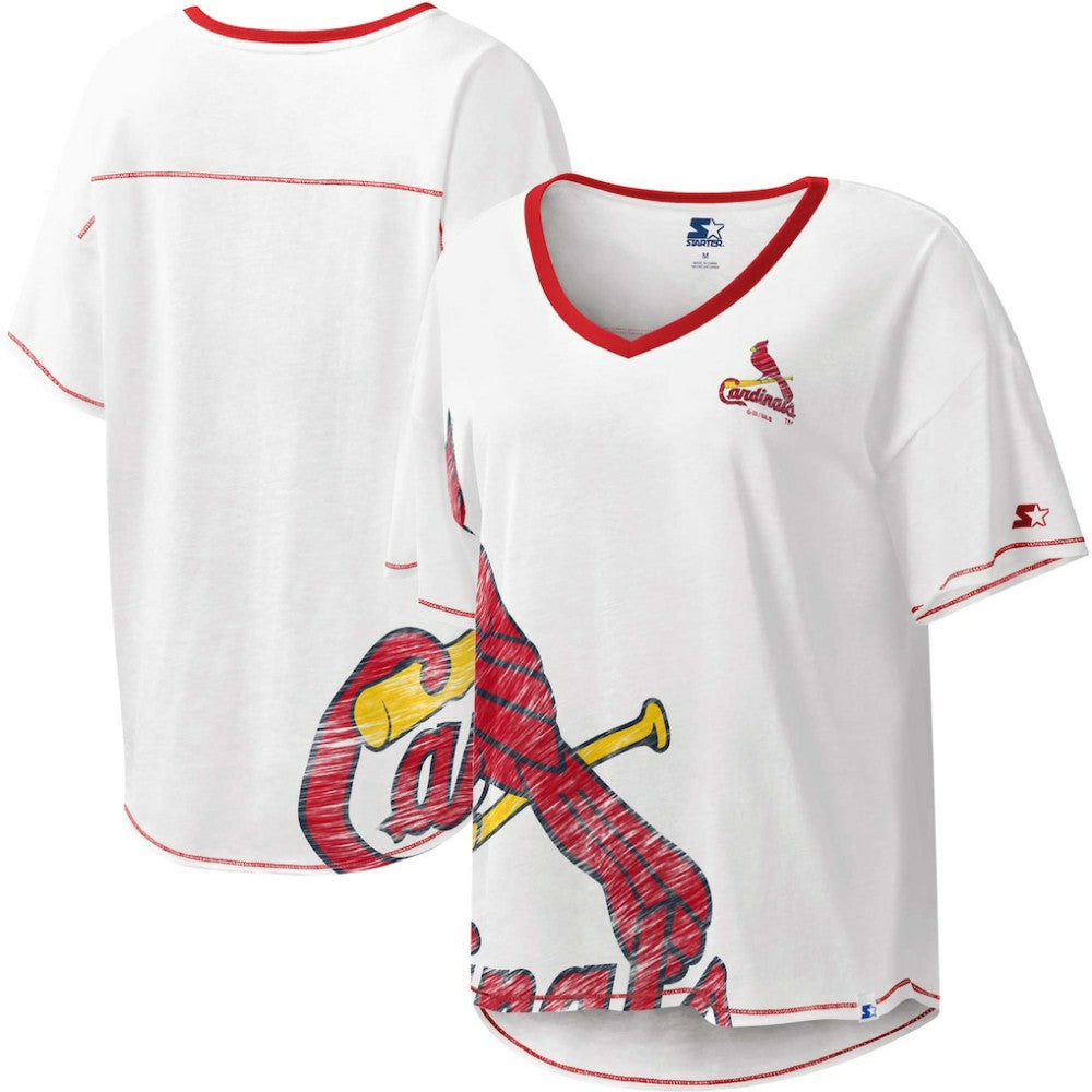 St. Louis Cardinals Starter Women's Perfect Game V-Neck T-Shirt White