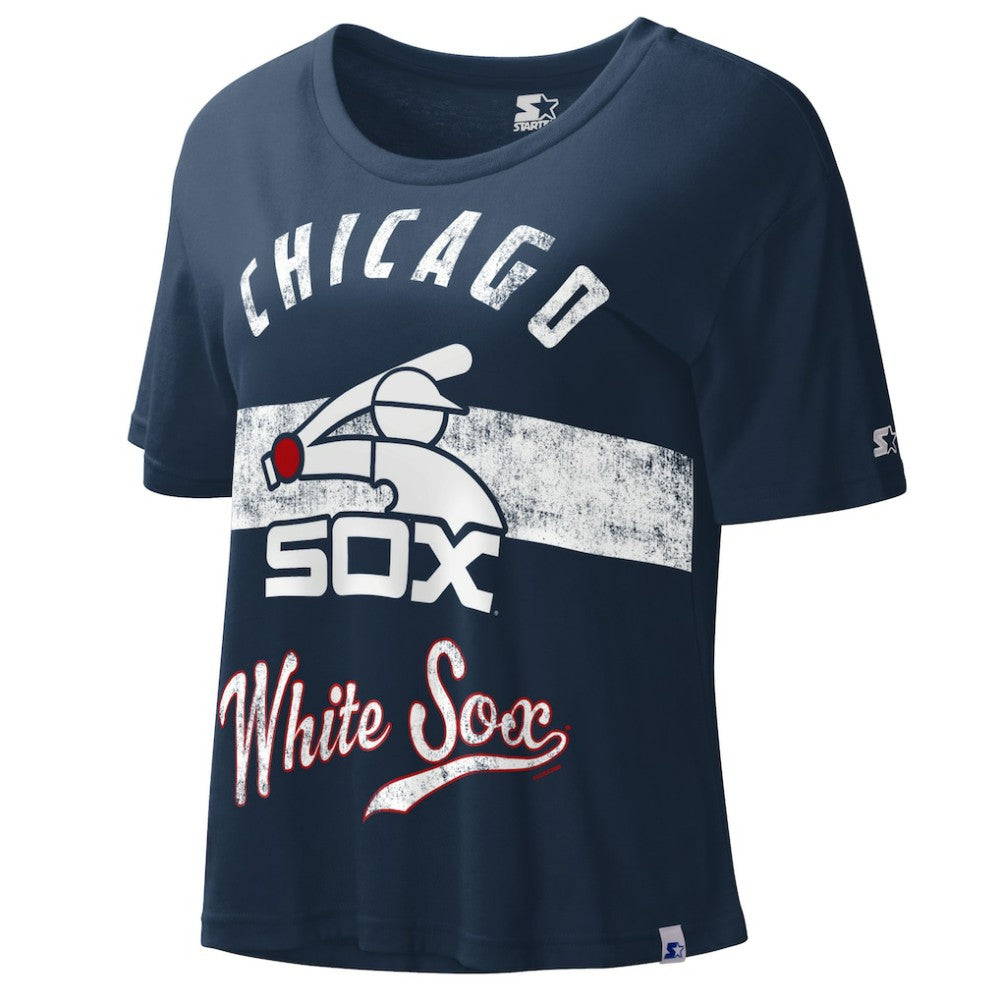 Chicago White Sox Starter Cooperstown Collection Women's Record Setter Crop Top Navy