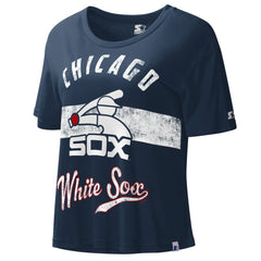 Chicago White Sox Starter Cooperstown Collection Women's Record Setter Crop Top Navy