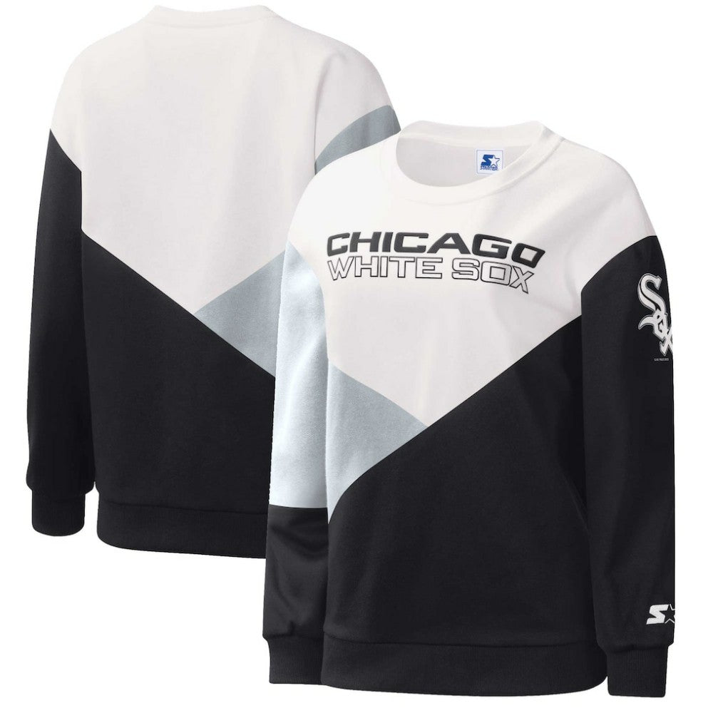 Chicago White Sox Starter Women's Shutout Pullover Sweatshirt White/Black
