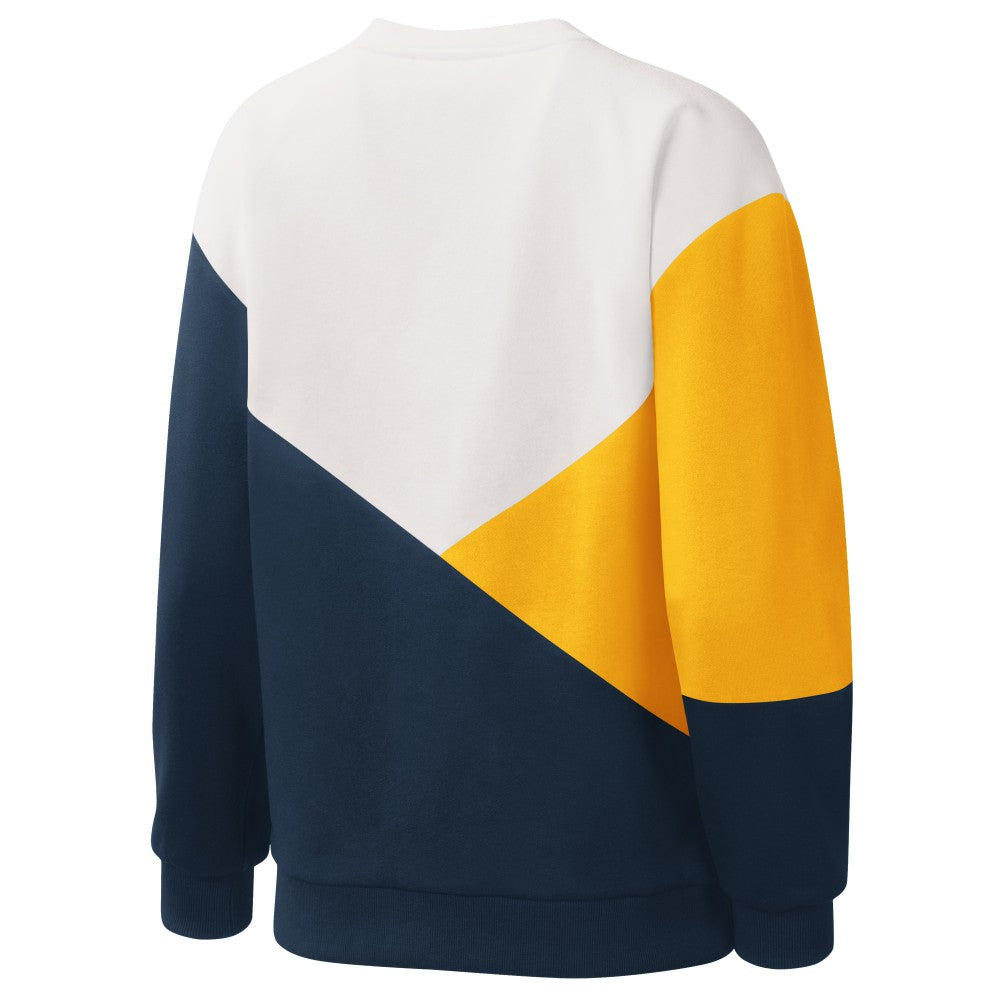 Milwaukee Brewers Starter Women's Shutout Pullover Sweatshirt White/Navy