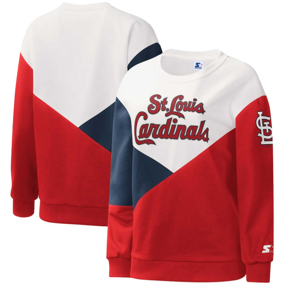 St. Louis Cardinals Starter Women's Shutout Pullover Sweatshirt White/Red