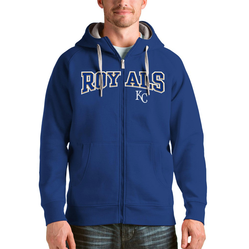 Kansas City Royals Antigua Team Logo Victory Full-Zip Hoodie Royal