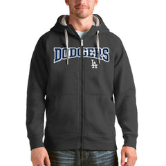 Los Angeles Dodgers Antigua Team Logo Victory Full-Zip Hoodie Charcoal