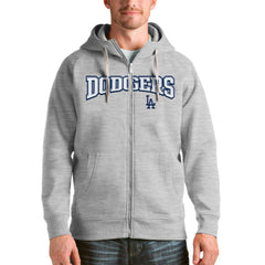 Los Angeles Dodgers Antigua Team Logo Victory Full-Zip Hoodie Heather Gray
