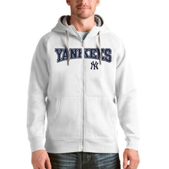 New York Yankees Antigua Team Logo Victory Full-Zip Hoodie White