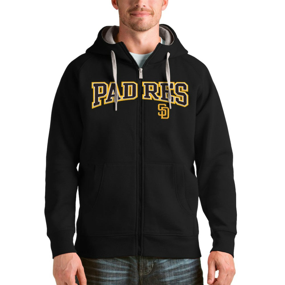 San Diego Padres Antigua Team Logo Victory Full-Zip Hoodie Black