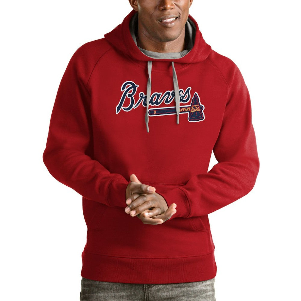 Atlanta Braves Antigua Victory Pullover Team Logo Hoodie Red