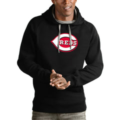 Cincinnati Reds Antigua Victory Pullover Team Logo Hoodie Black