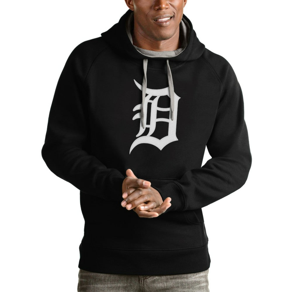 Detroit Tigers Antigua Victory Pullover Team Logo Hoodie Black