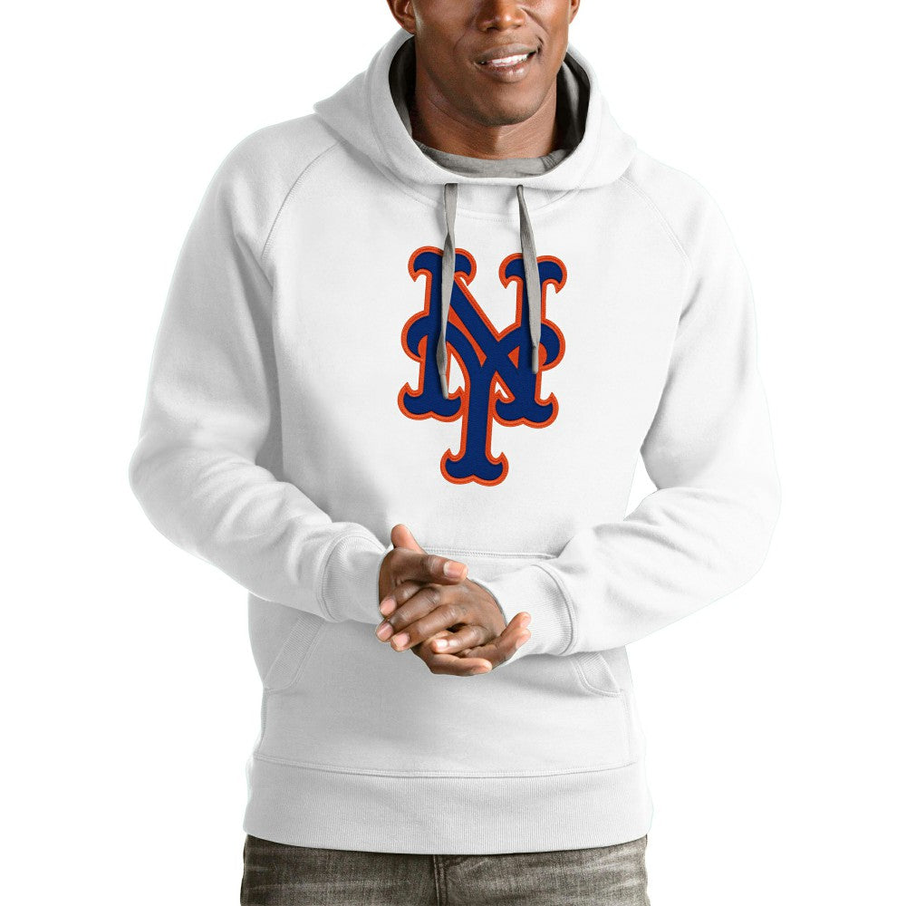 New York Mets Antigua Victory Pullover Team Logo Hoodie White