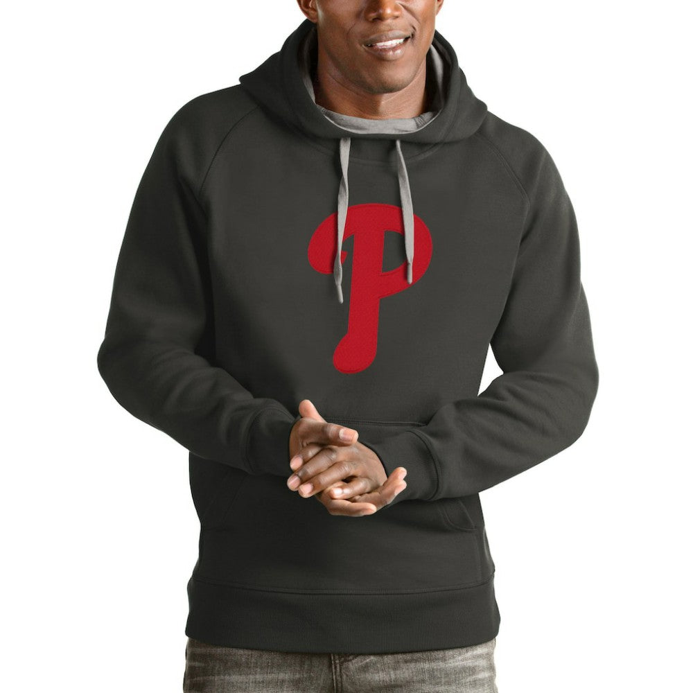 Philadelphia Phillies Antigua Victory Pullover Team Logo Hoodie Charcoal