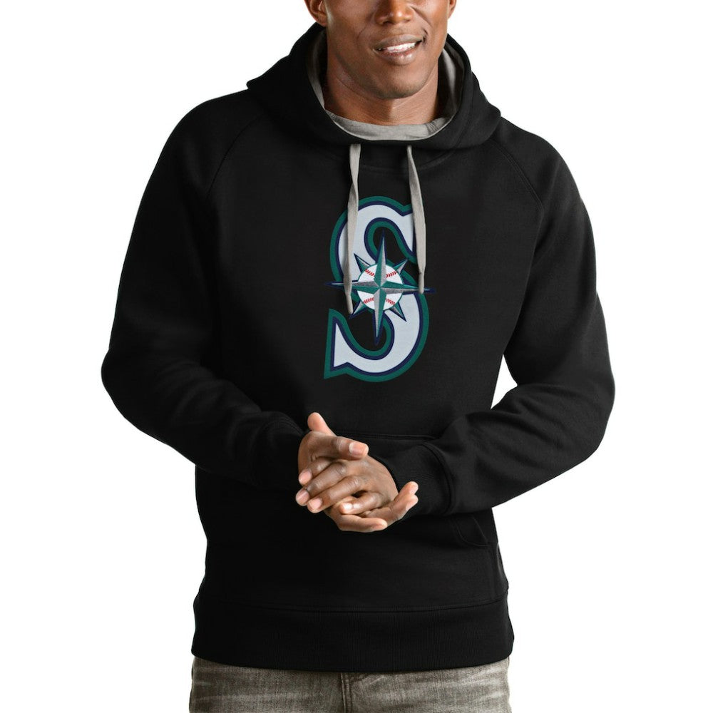 Seattle Mariners Antigua Victory Pullover Team Logo Hoodie Black