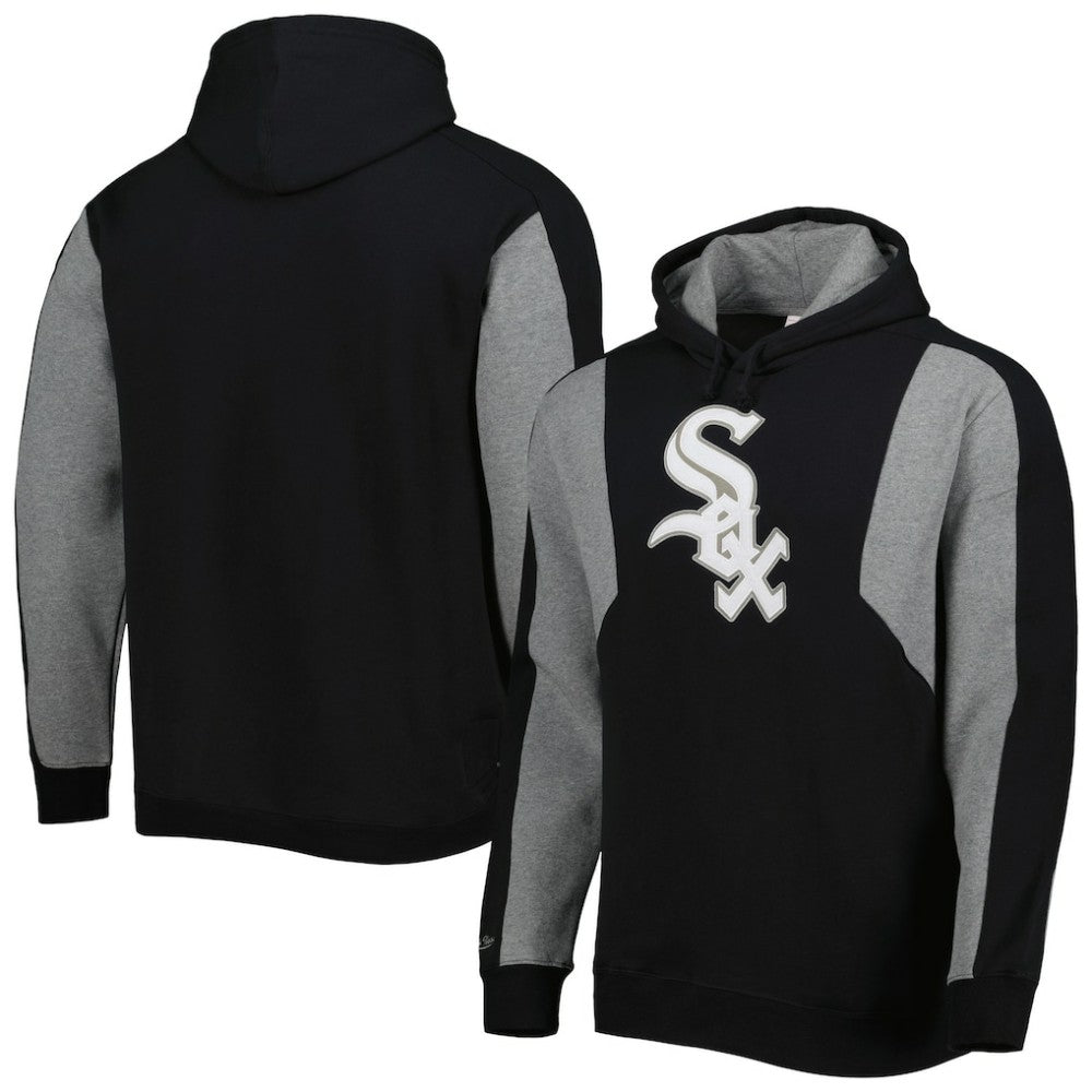 Chicago White Sox Colorblocked Fleece Pullover Hoodie Black/Gray | Mitchell & Ness
