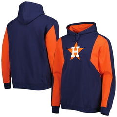 Houston Astros Colorblocked Fleece Pullover Hoodie Navy/Orange | Mitchell & Ness