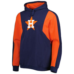 Houston Astros Colorblocked Fleece Pullover Hoodie Navy/Orange | Mitchell & Ness