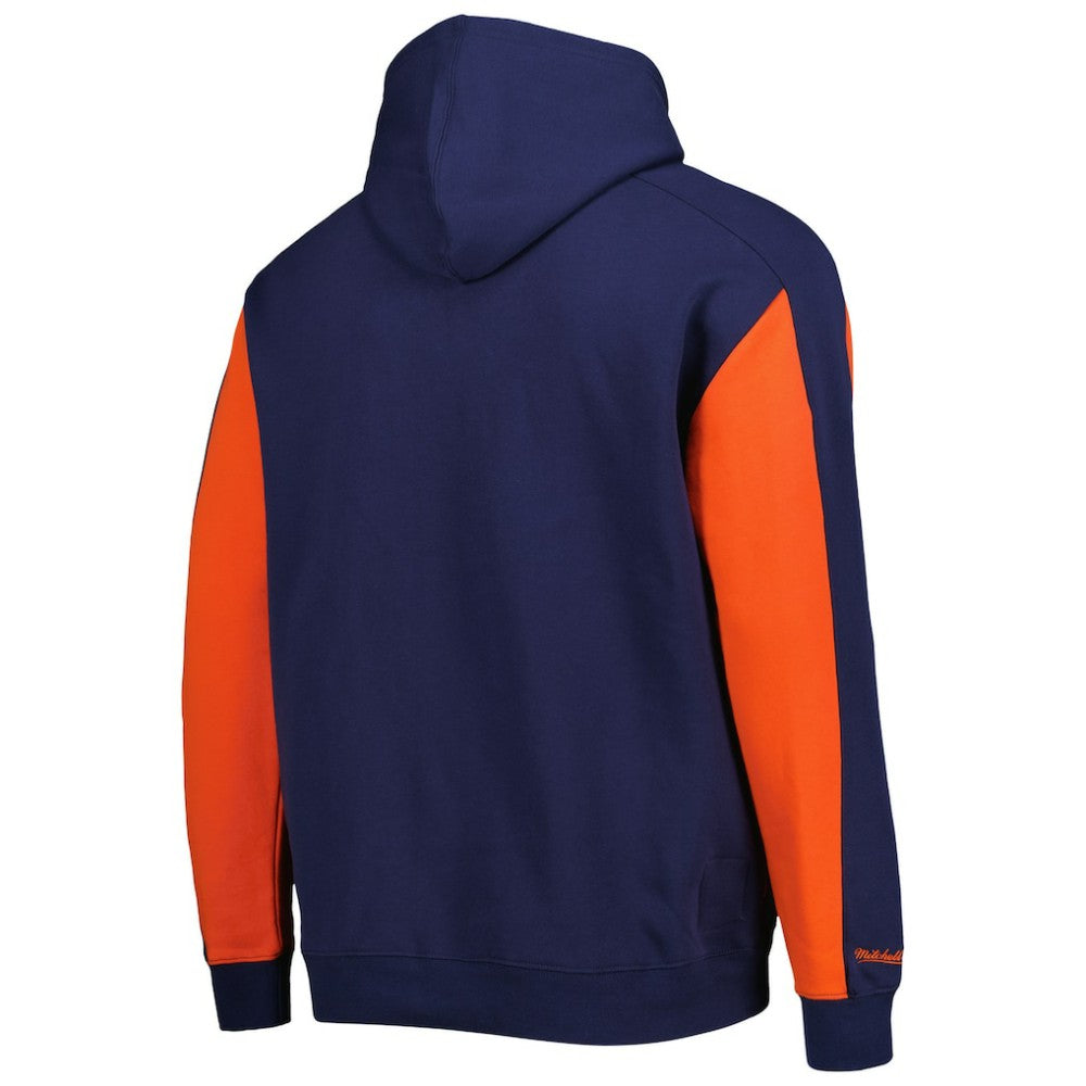Houston Astros Colorblocked Fleece Pullover Hoodie Navy/Orange | Mitchell & Ness