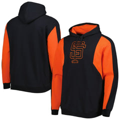 San Francisco Giants Colorblocked Fleece Pullover Hoodie Black/Orange | Mitchell & Ness